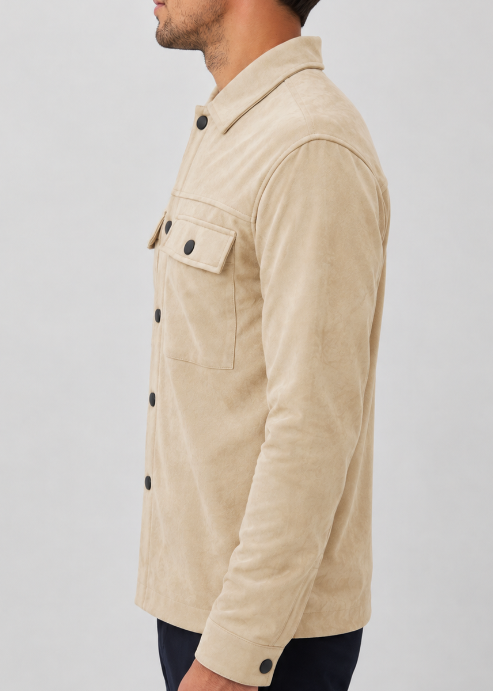 Men's Suede Overshirt Jacket | Slim Fit | Button Front | Utility Shirt Jacket | Steven & Levon