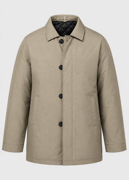 Men's Button Up Mac Coat | Point Collar | Smart Casual | Steven & Levon
