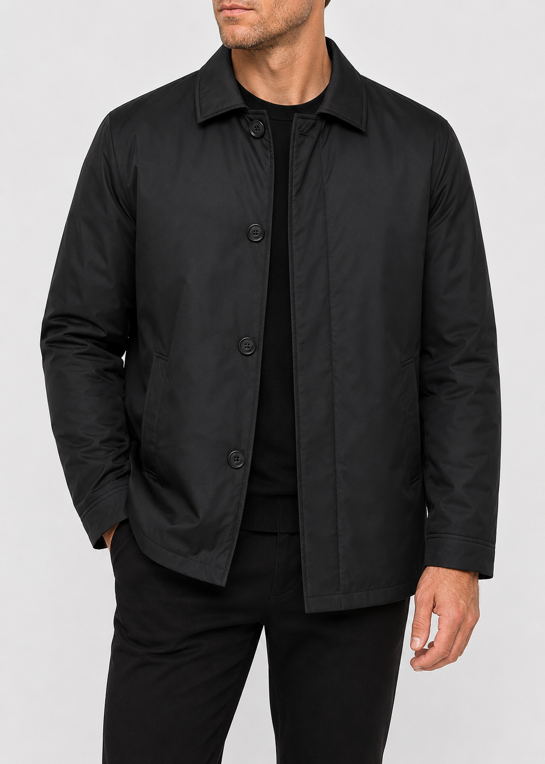 Men's Button Up Mac Coat | Point Collar | Smart Casual | Steven & Levon