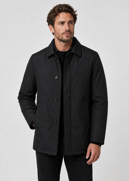 Men's Button Up Mac Coat | Point Collar | Smart Casual | Steven & Levon