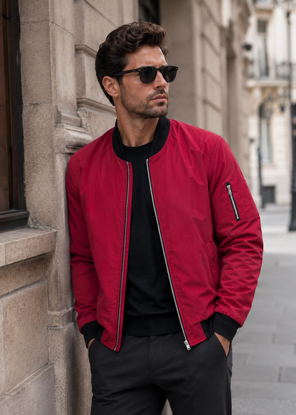Men's Bomber Jacket | Men's Lightweight Zip Front Casual Bomber Jacket | Polyester | Everyday Outerwear | Steven & Levon