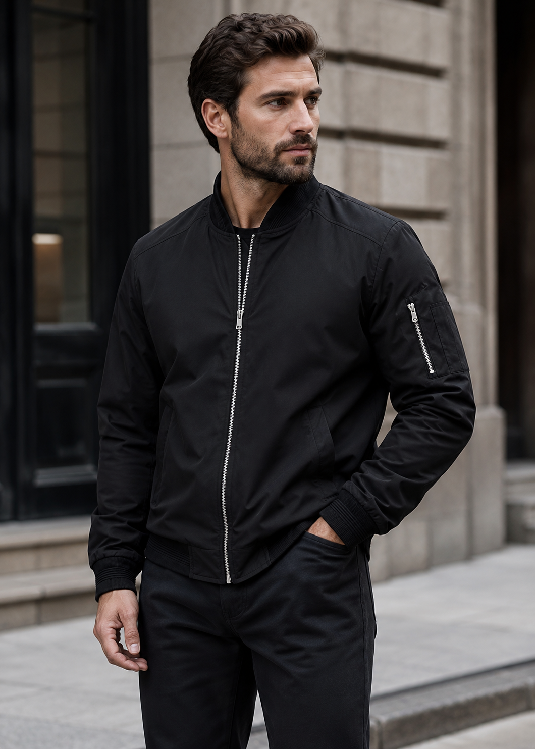 Men's Bomber Jacket | Men's Lightweight Zip Front Casual Bomber Jacket | Polyester | Everyday Outerwear | Steven & Levon