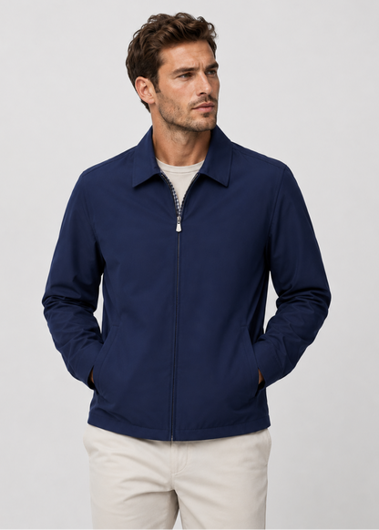 Men's Harrington Jacket | Lightweight | Check Lining | Zip Front | Smart Casual Outerwear | Steven & Levon