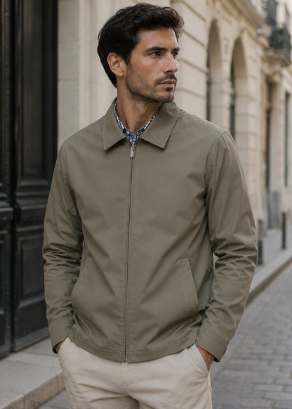 Men's Harrington Jacket | Lightweight | Check Lining | Zip Front | Smart Casual Outerwear | Steven & Levon