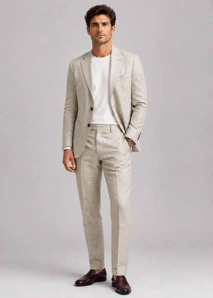 Men's Linen Suit Set | Blazer & Tailored Trousers | Two Piece Smart Formal Outfit | Steven & Levon
