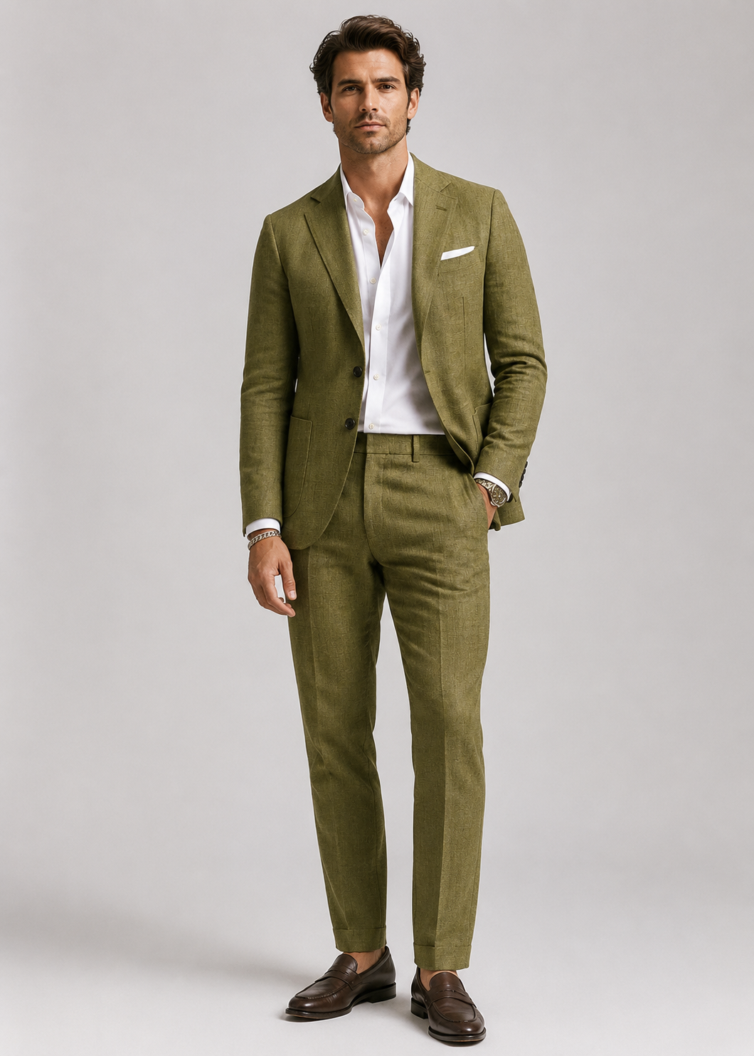 Men's Linen Suit Set | Blazer & Tailored Trousers | Two Piece Smart Formal Outfit | Steven & Levon
