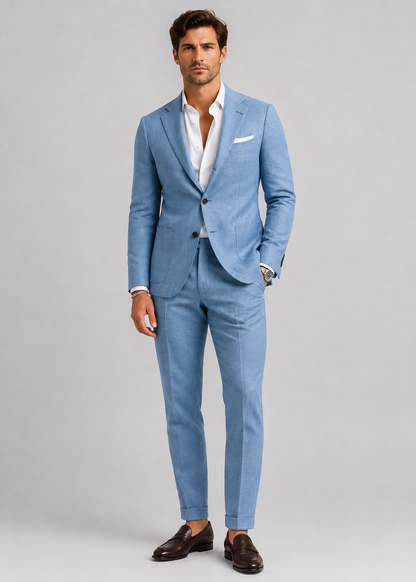 Men's Linen Suit Set | Blazer & Tailored Trousers | Two Piece Smart Formal Outfit | Steven & Levon