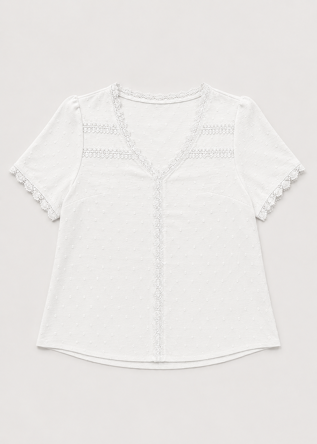 Caroline Lace Blouse | Women’s V-Neck Top | Lace Fabric | Short Sleeve Elegant Casual Wear | Steven & Levon