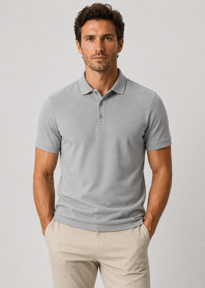 Men's Short Sleeve Polo Shirt | Slim Fit Polo Top | Men | Breathable Blend | Structured Collar Casual Smart Shirt | Steven & Levon