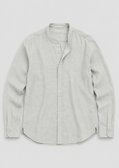 Men's Linen Long Sleeve Shirt | Men | Lightweight Breathable Collarless Button-Up | Casual Relaxed Fit | Steven & Levon