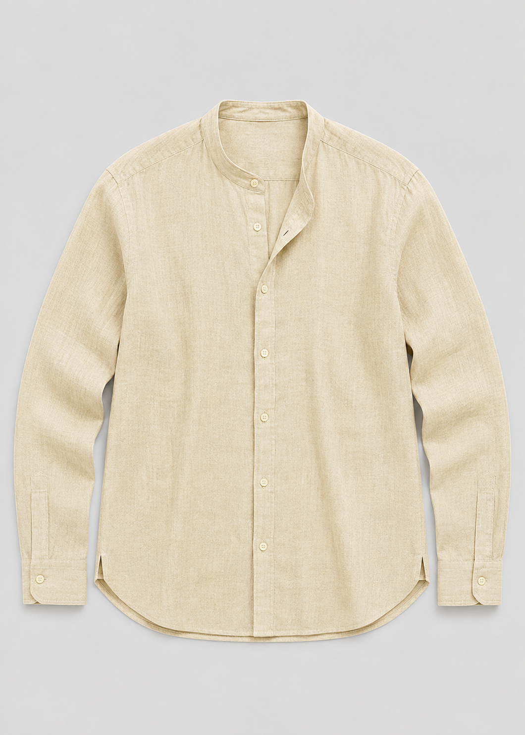 Men's Linen Long Sleeve Shirt | Men | Lightweight Breathable Collarless Button-Up | Casual Relaxed Fit | Steven & Levon