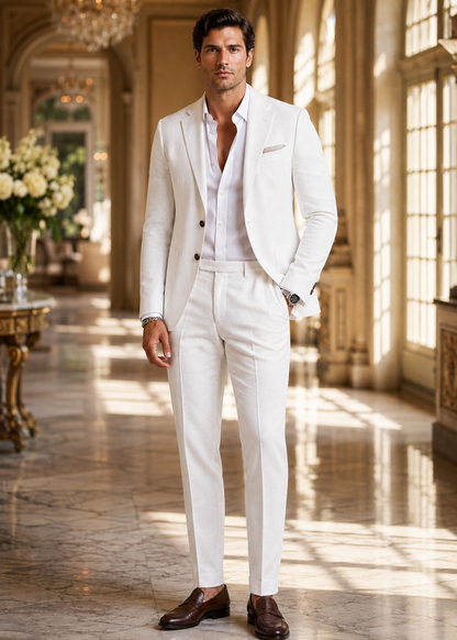 Men's Two Piece Suit Set | Slim Fit Blazer & Tailored Trousers | Smart Casual | Steven & Levon