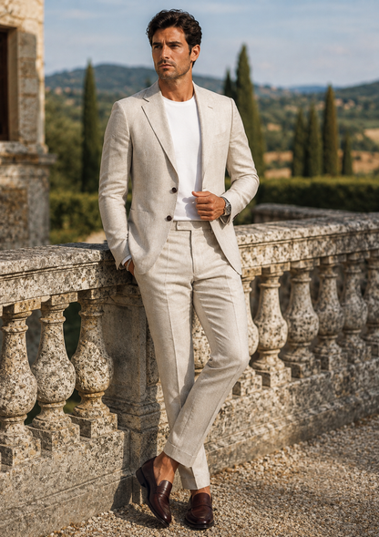 Men's Two Piece Suit Set | Slim Fit Blazer & Tailored Trousers | Smart Casual | Steven & Levon