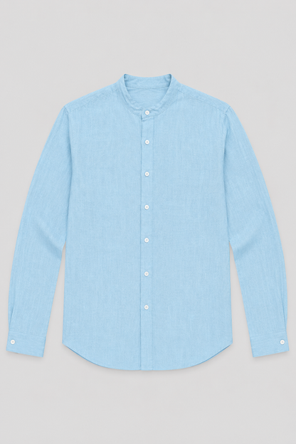 Men's Linen Long Sleeve Shirt | Men | Lightweight Breathable Collarless Button-Up | Casual Relaxed Fit | Steven & Levon