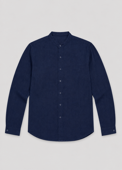 Men's Linen Long Sleeve Shirt | Men | Lightweight Breathable Collarless Button-Up | Casual Relaxed Fit | Steven & Levon