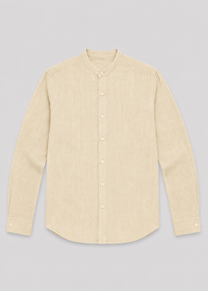 Men's Linen Long Sleeve Shirt | Men | Lightweight Breathable Collarless Button-Up | Casual Relaxed Fit | Steven & Levon