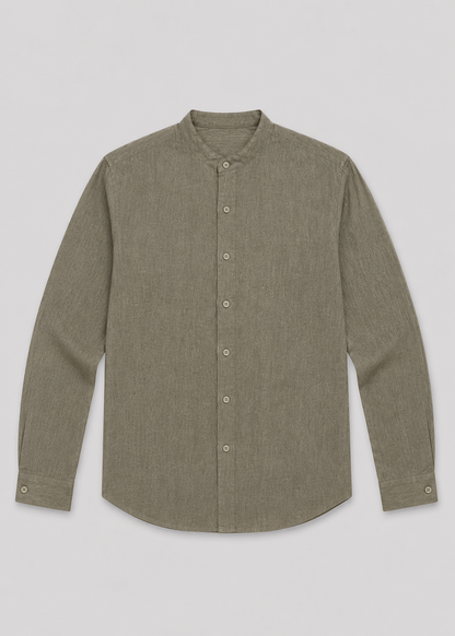 Men's Linen Long Sleeve Shirt | Men | Lightweight Breathable Collarless Button-Up | Casual Relaxed Fit | Steven & Levon