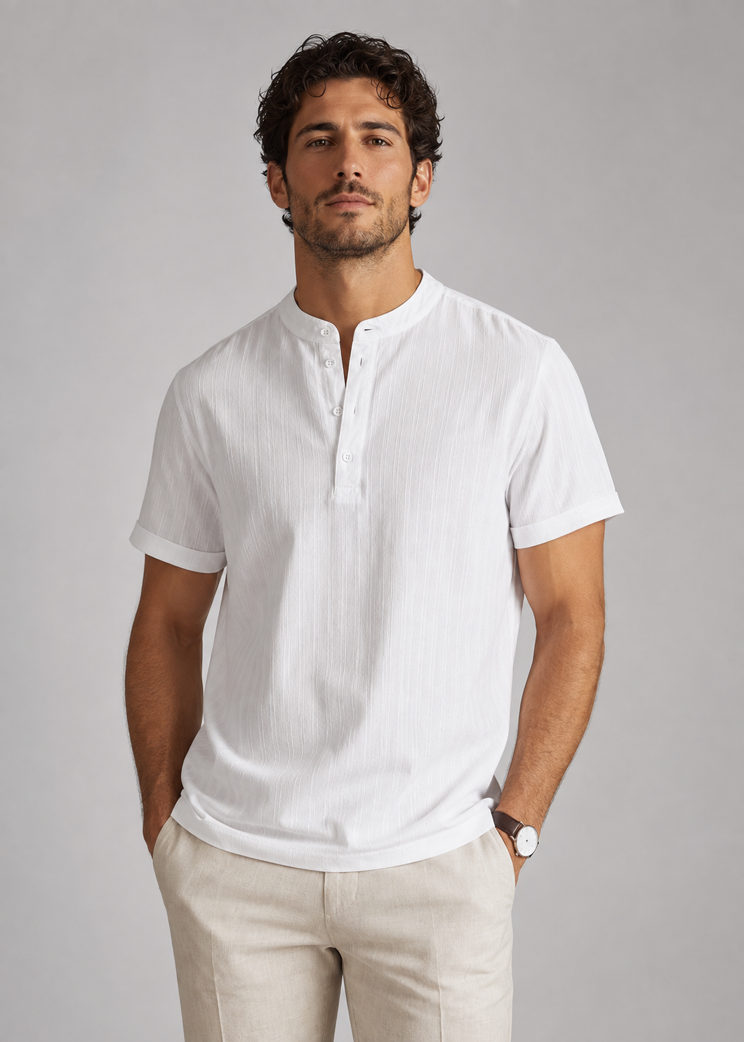 Men's Classic Henley Shirt | Men | Long Sleeve Button Neck Top | Casual Fit | Steven & Levon