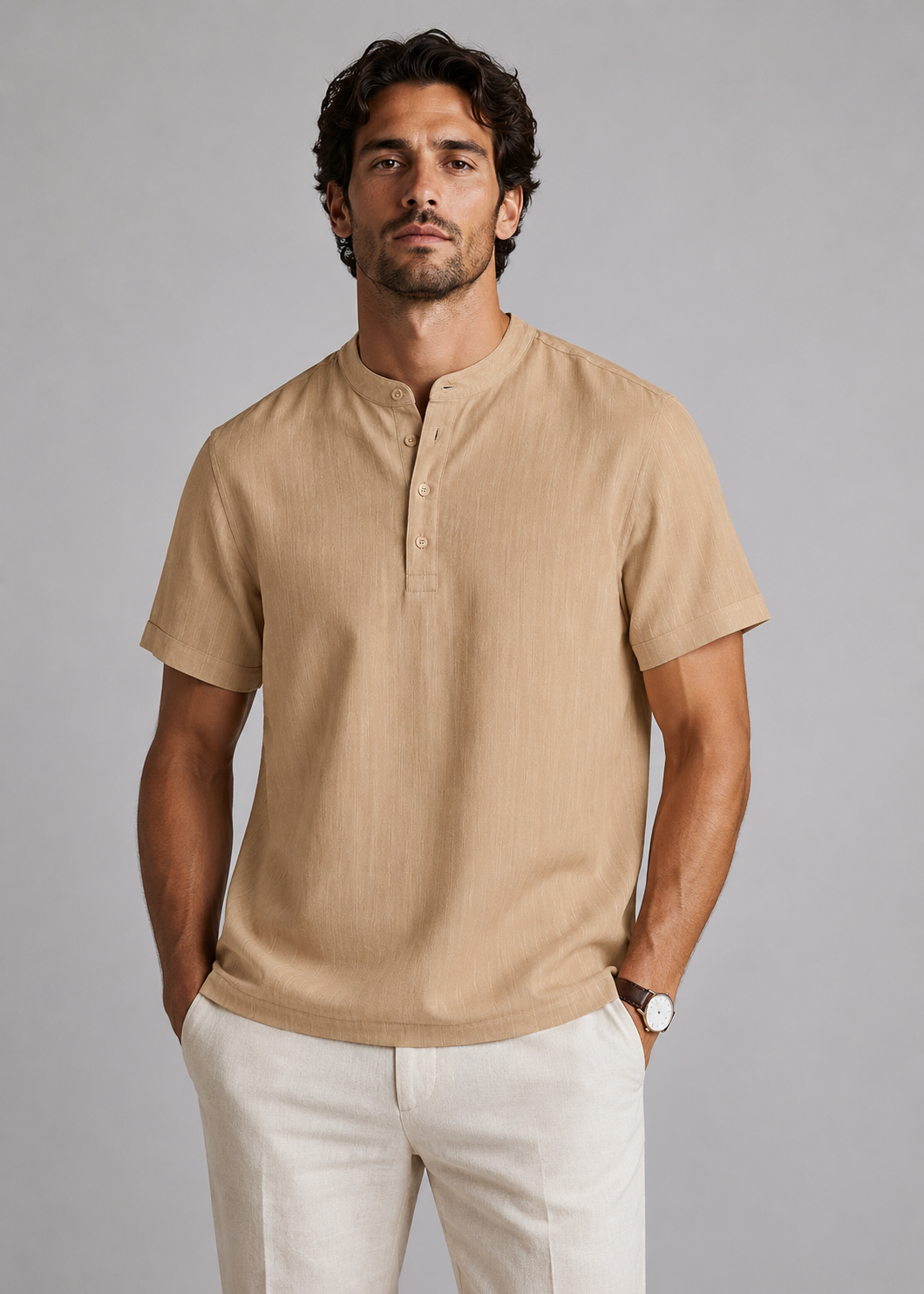Men's Classic Henley Shirt | Men | Long Sleeve Button Neck Top | Casual Fit | Steven & Levon