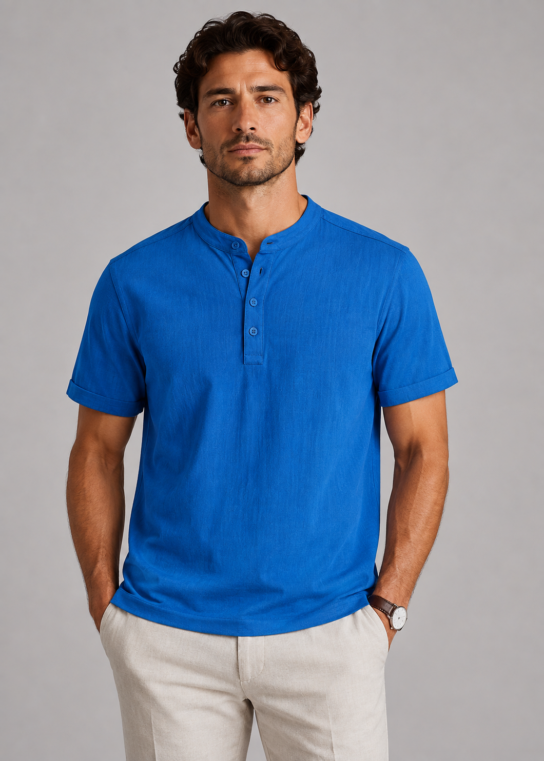 Men's Classic Henley Shirt | Men | Long Sleeve Button Neck Top | Casual Fit | Steven & Levon