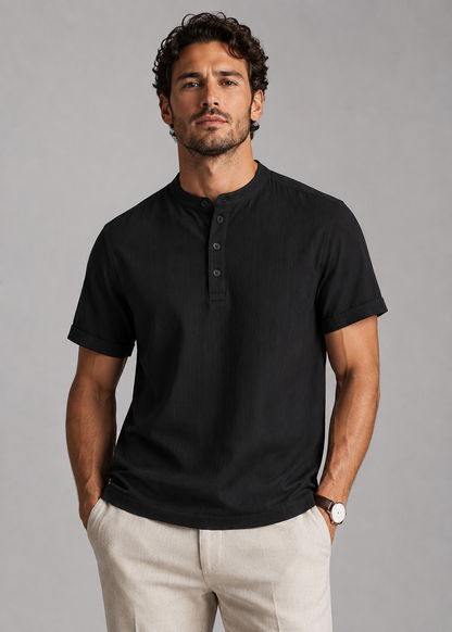 Men's Classic Henley Shirt | Men | Long Sleeve Button Neck Top | Casual Fit | Steven & Levon