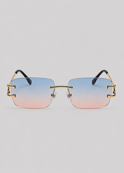 Rimless Square Sunglasses | Unisex | UV400 Metal Frame Eyewear | Lightweight Designer Shades | Steven & Levon
