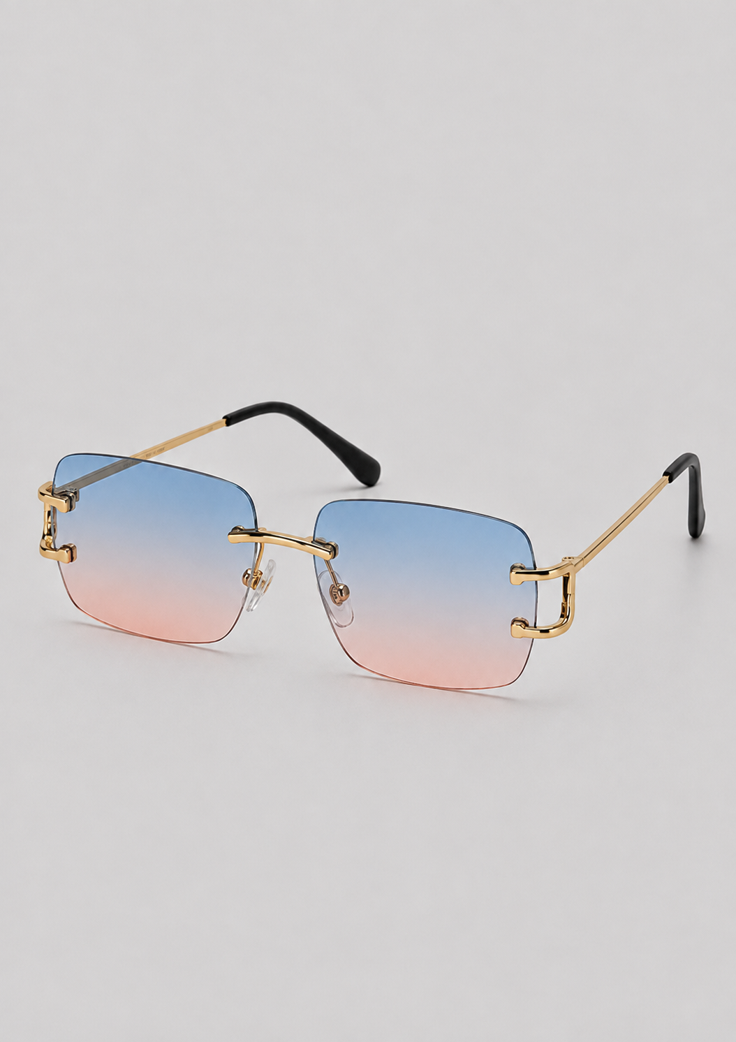 Rimless Square Sunglasses | Unisex | UV400 Metal Frame Eyewear | Lightweight Designer Shades | Steven & Levon
