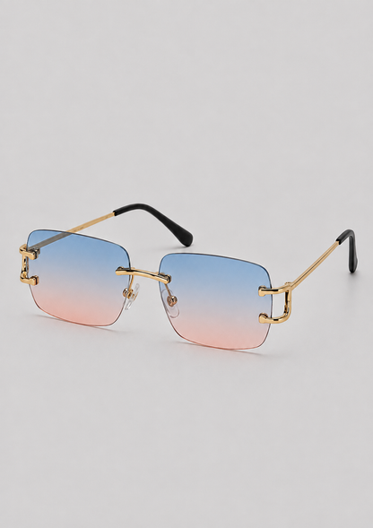 Rimless Square Sunglasses | Unisex | UV400 Metal Frame Eyewear | Lightweight Designer Shades | Steven & Levon