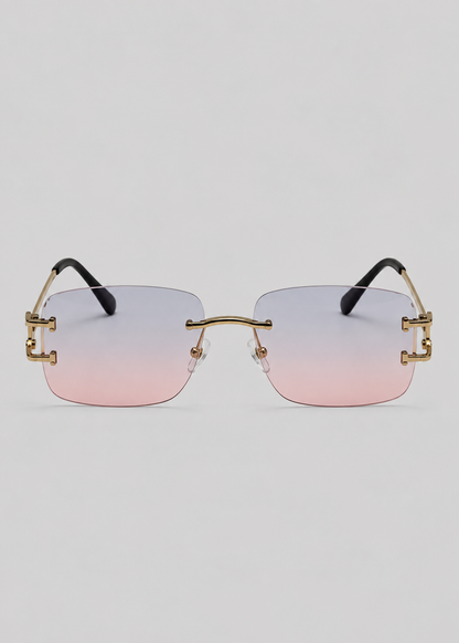Rimless Square Sunglasses | Unisex | UV400 Metal Frame Eyewear | Lightweight Designer Shades | Steven & Levon