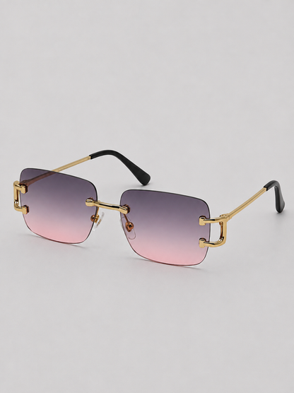 Rimless Square Sunglasses | Unisex | UV400 Metal Frame Eyewear | Lightweight Designer Shades | Steven & Levon