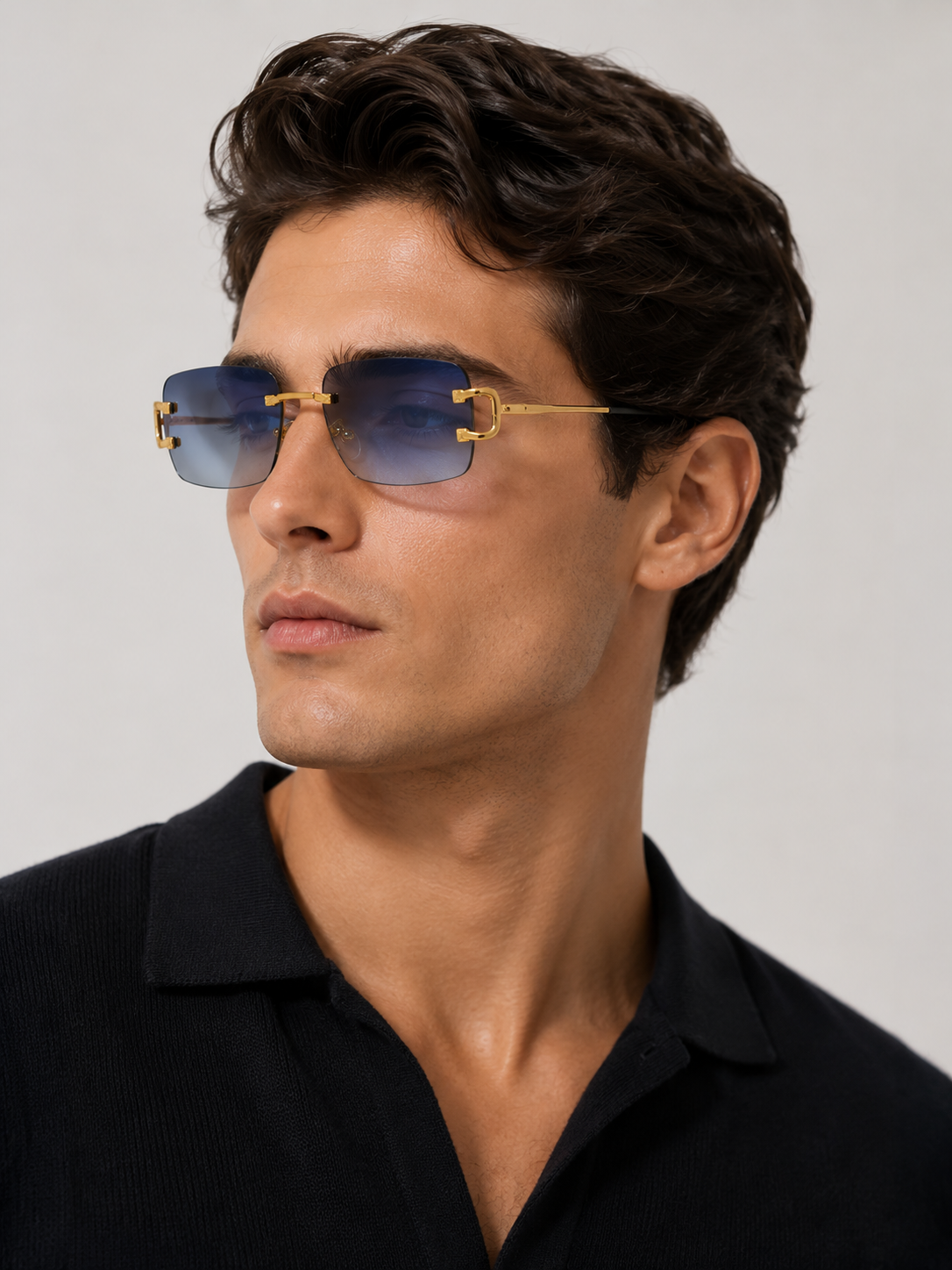 Rimless Square Sunglasses | Unisex | UV400 Metal Frame Eyewear | Lightweight Designer Shades | Steven & Levon
