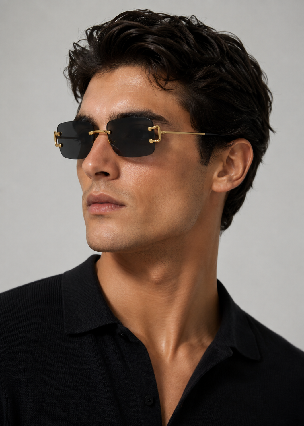 Rimless Square Sunglasses | Unisex | UV400 Metal Frame Eyewear | Lightweight Designer Shades | Steven & Levon