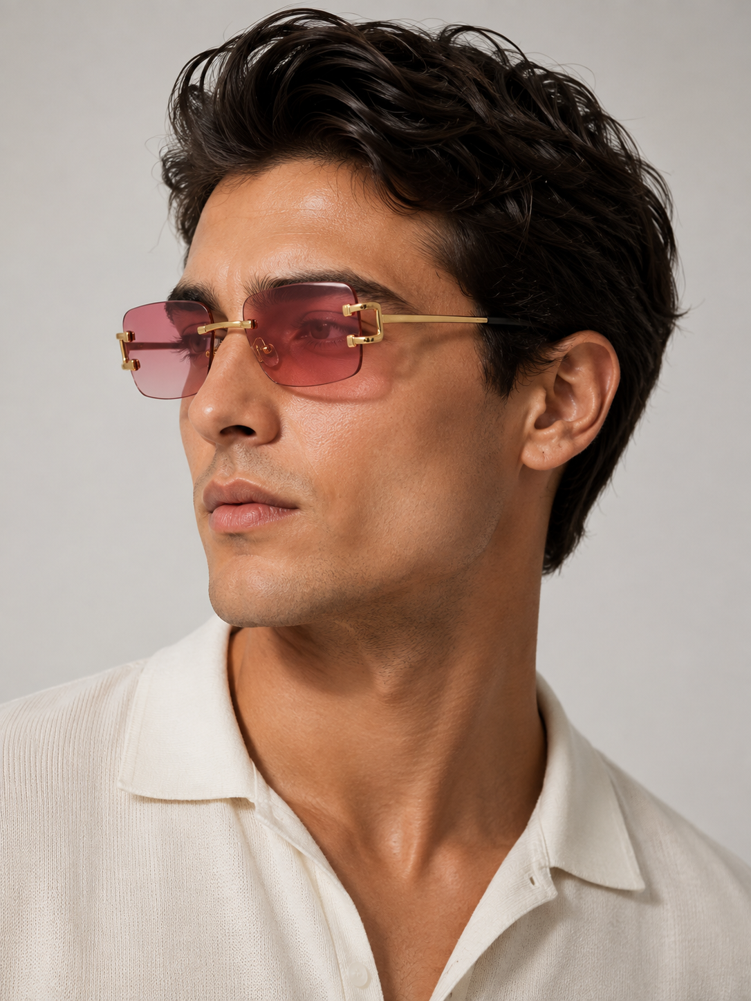 Rimless Square Sunglasses | Unisex | UV400 Metal Frame Eyewear | Lightweight Designer Shades | Steven & Levon