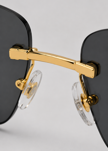 Rimless Square Sunglasses | Unisex | UV400 Metal Frame Eyewear | Lightweight Designer Shades | Steven & Levon