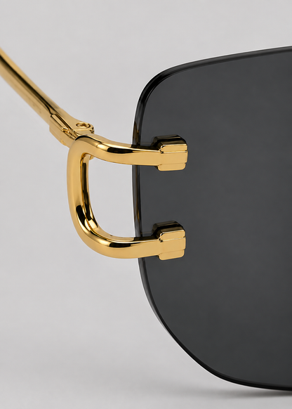 Rimless Square Sunglasses | Unisex | UV400 Metal Frame Eyewear | Lightweight Designer Shades | Steven & Levon
