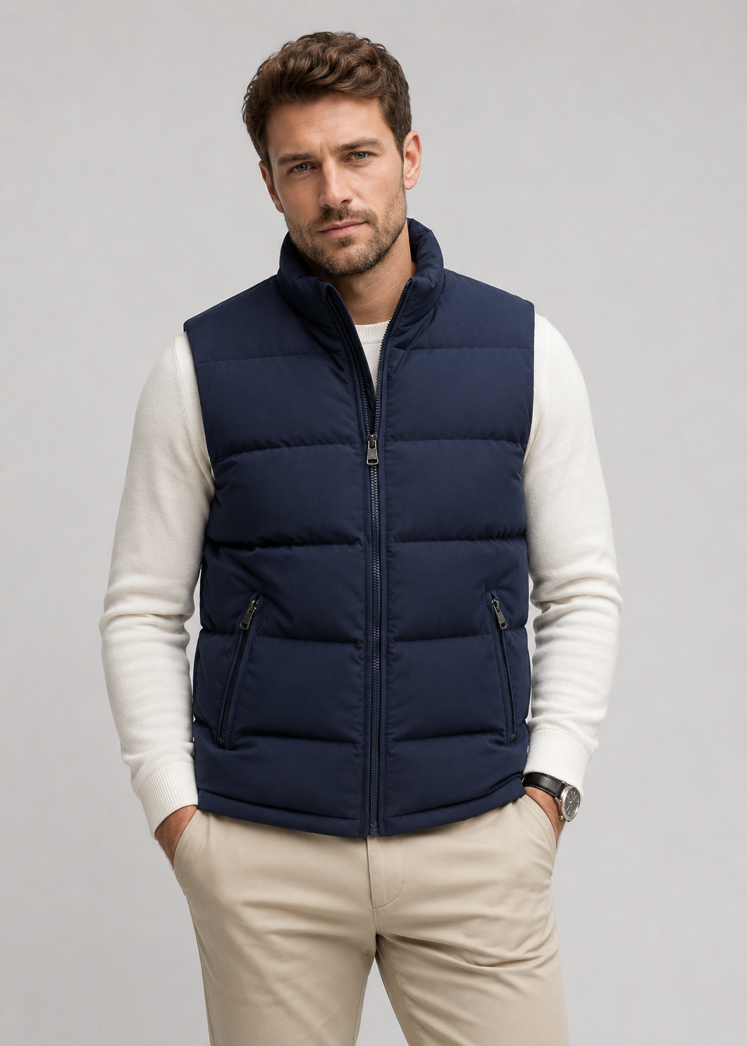 Men's Quilted Padded Bodywarmer | Gilet | Zip Closure | Insulated Vest | Steven & Levon