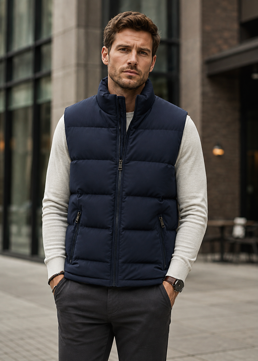 Men's Quilted Padded Bodywarmer | Gilet | Zip Closure | Insulated Vest | Steven & Levon