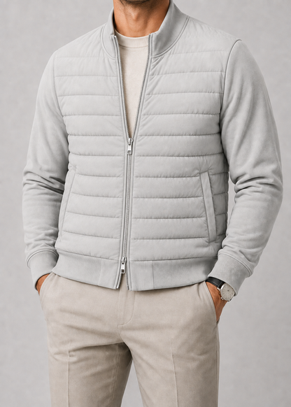Men's Quilted Bomber Jacket | Zip Front | Lightweight Casual Outerwear | Steven & Levon