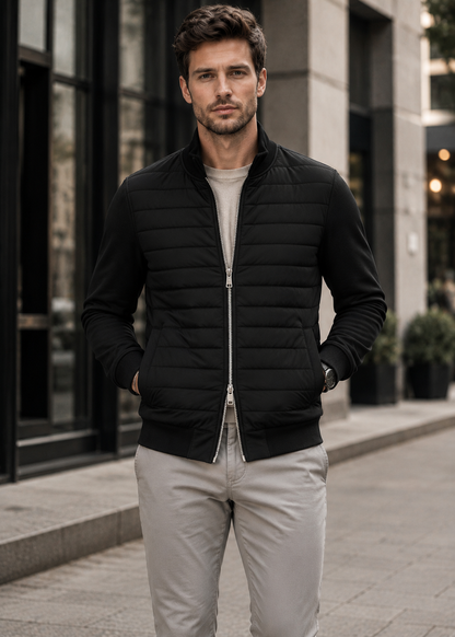 Men's Quilted Bomber Jacket | Zip Front | Lightweight Casual Outerwear | Steven & Levon