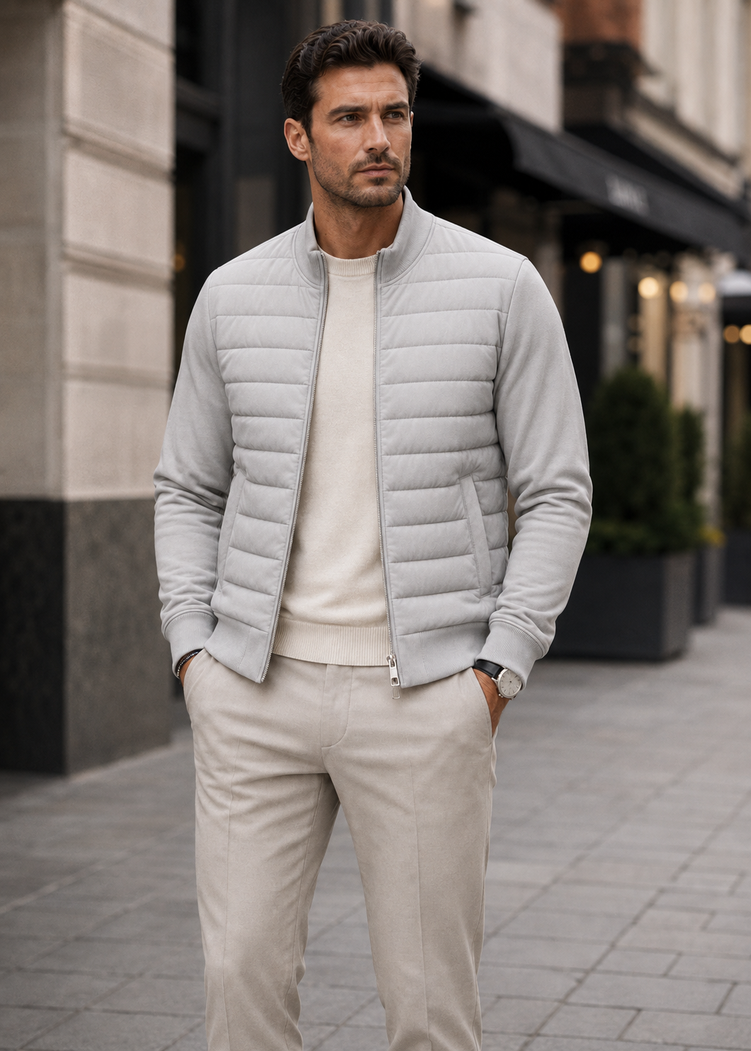 Men's Quilted Bomber Jacket | Zip Front | Lightweight Casual Outerwear | Steven & Levon
