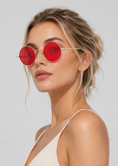 Round Polarized Sunglasses | Unisex | Lightweight Metal Frame | UV Protection | Everyday Eyewear | Steven & Levon