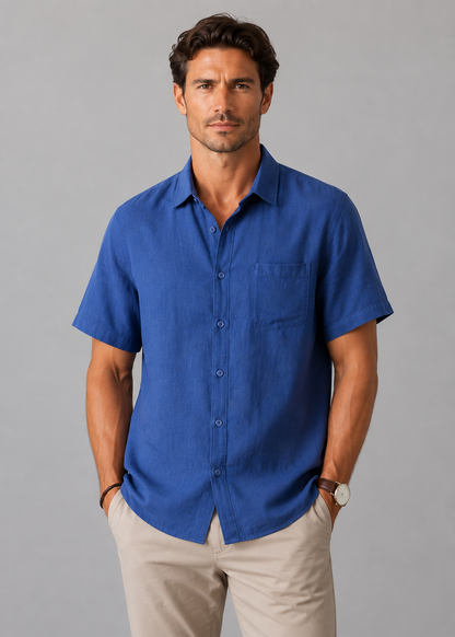 Men's Short Sleeve Viscose Shirt | Men | Casual Summer Button-Up | Relaxed Fit | Steven & Levon