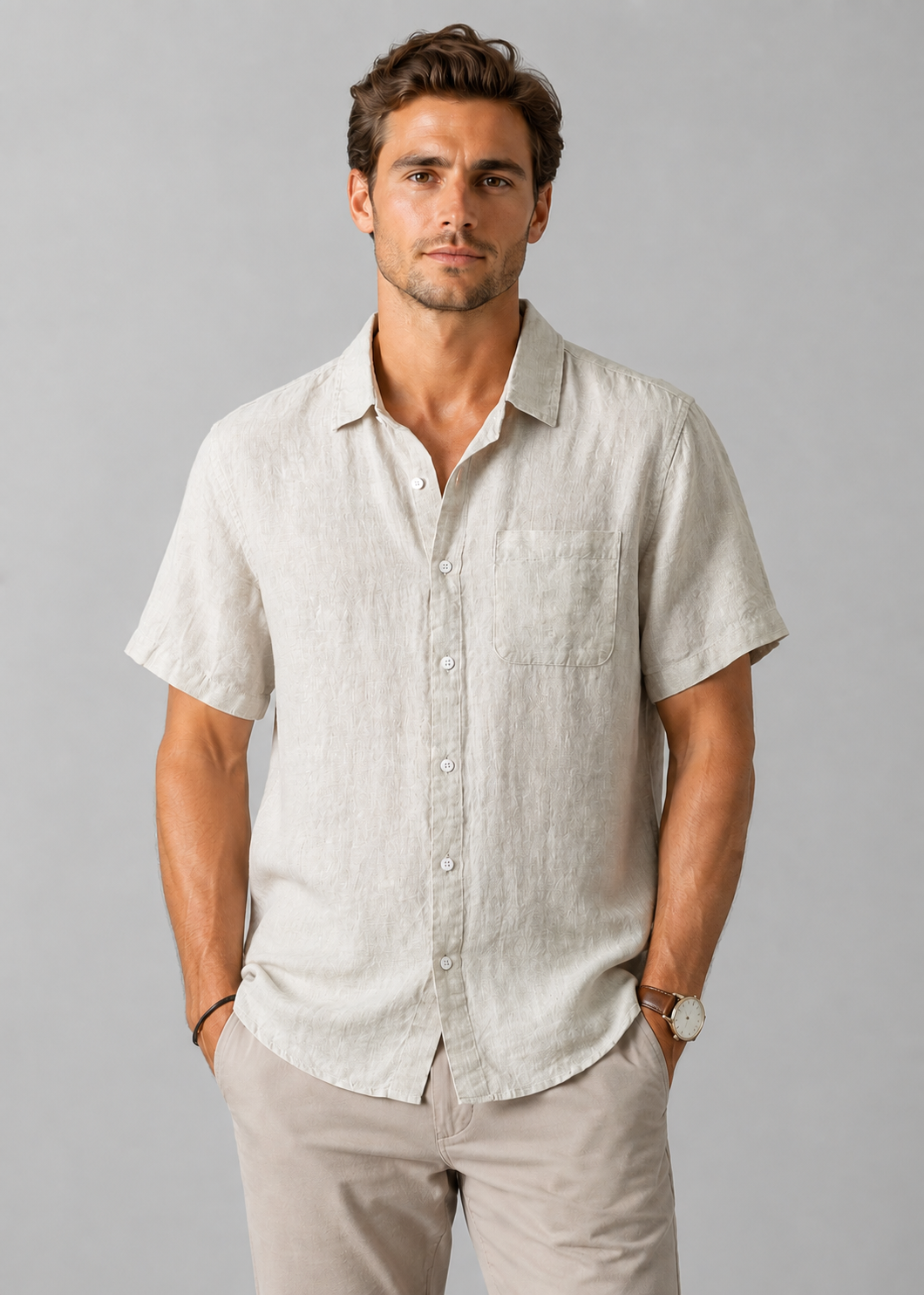 Men's Short Sleeve Viscose Shirt | Men | Casual Summer Button-Up | Relaxed Fit | Steven & Levon