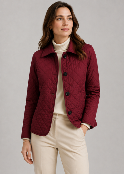 Women's Quilted Button-Up Jacket | Women | Premium Fabric | Lightweight Warm Coat | Steven & Levon
