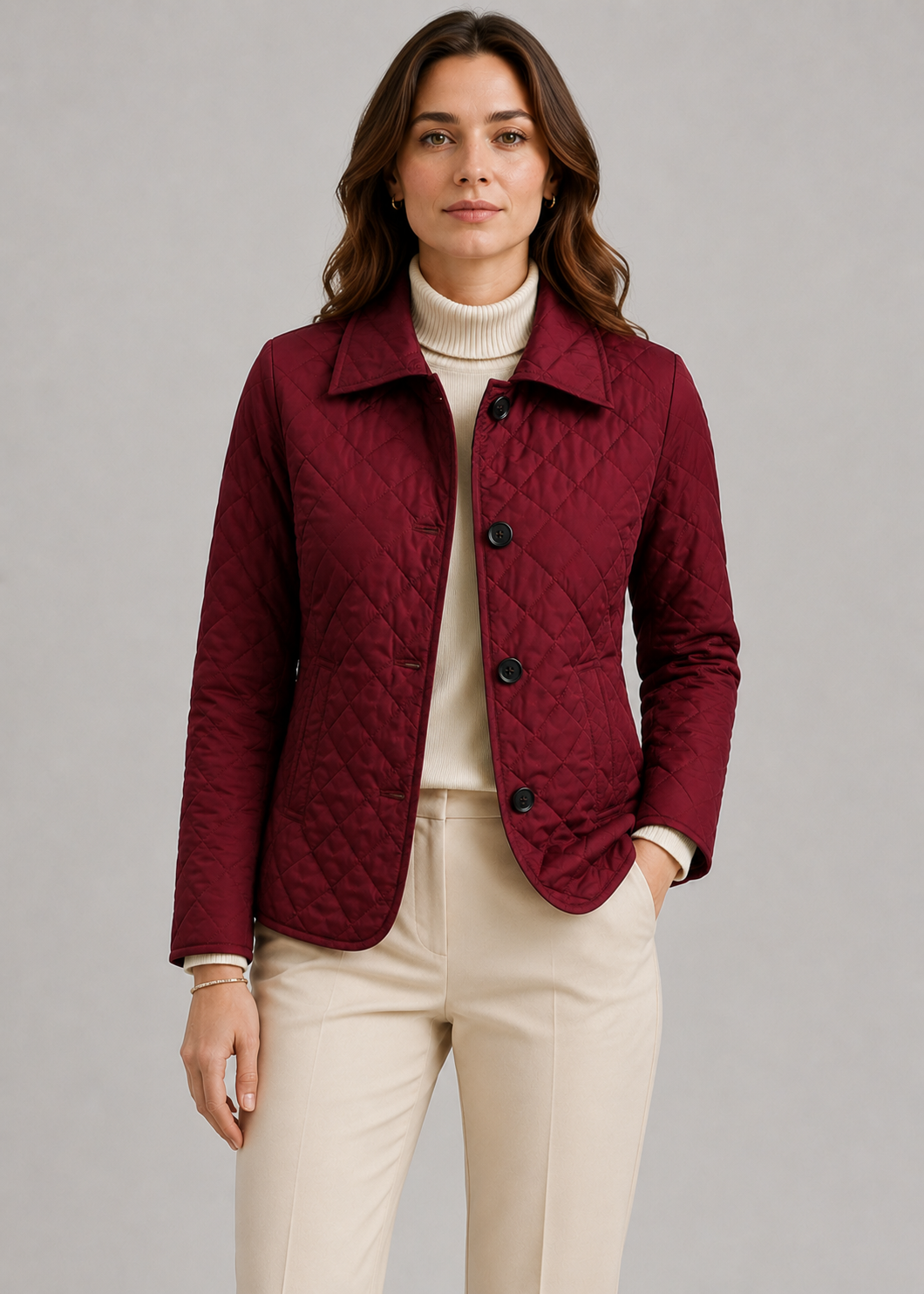 Women's Quilted Button-Up Jacket | Women | Premium Fabric | Lightweight Warm Coat | Steven & Levon