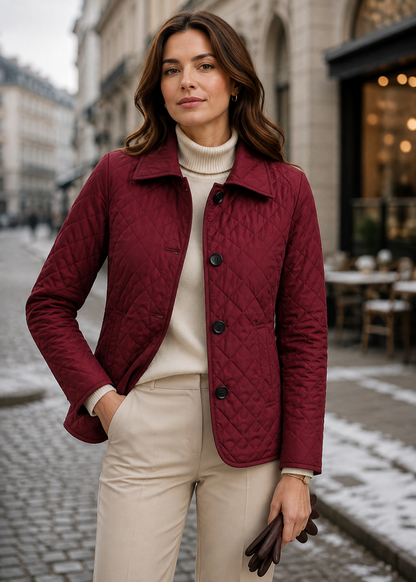 Women's Quilted Button-Up Jacket | Women | Premium Fabric | Lightweight Warm Coat | Steven & Levon