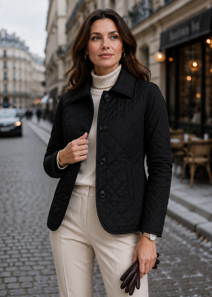 Women's Quilted Button-Up Jacket | Women | Premium Fabric | Lightweight Warm Coat | Steven & Levon