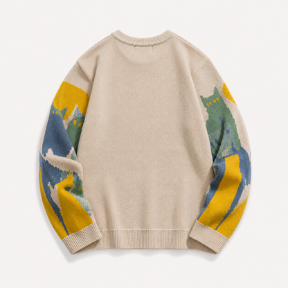 Graphic Knitted Jumper | Men's Crew Neck Pullover | Relaxed Fit | Soft Knit Sweater | Steven & Levon