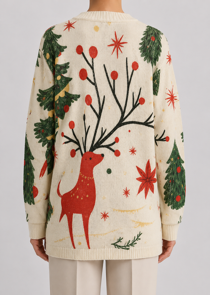 Reindeer Knit Cardigan | Women's Cozy Christmas Sweater | Steven & Levon