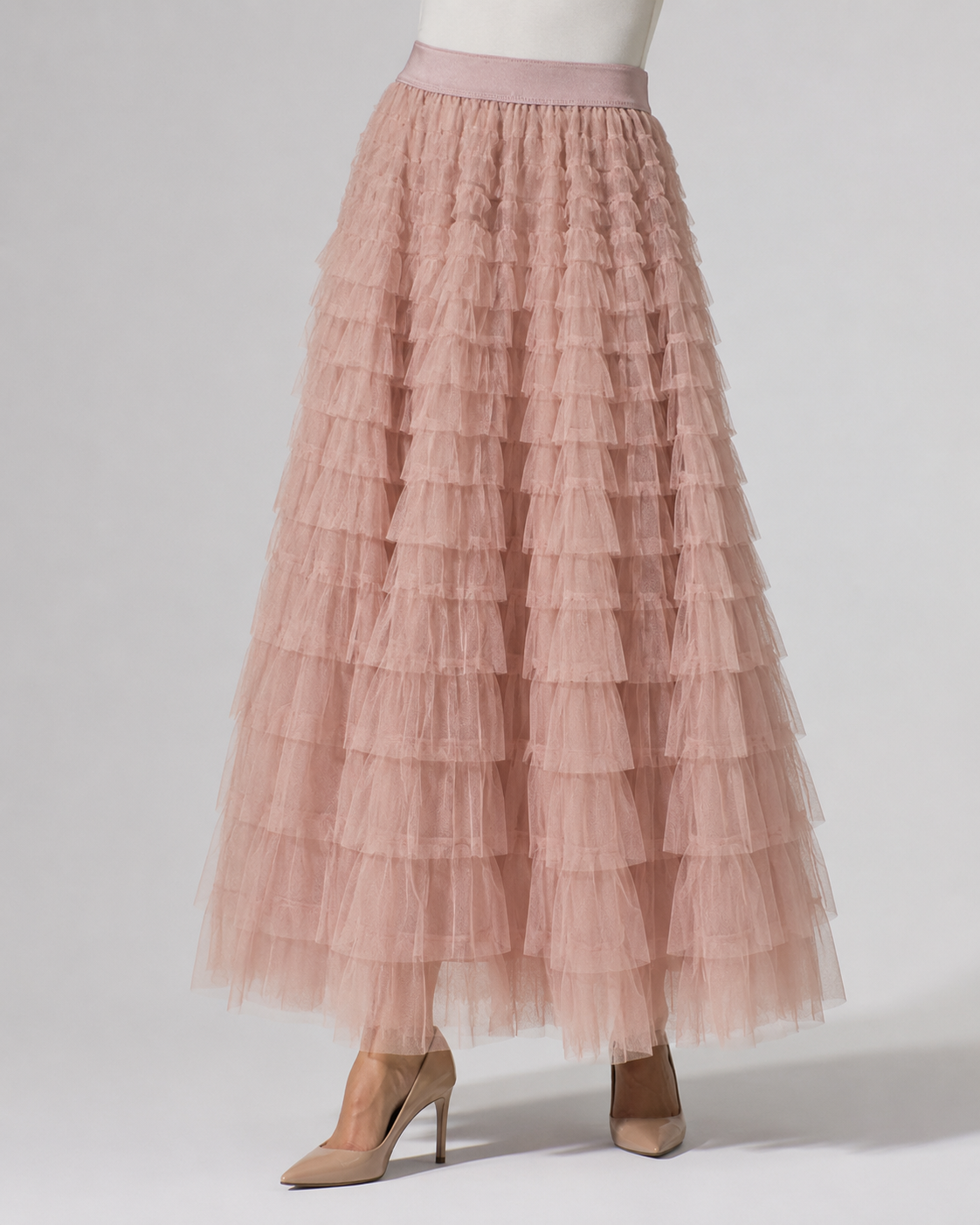 Tulle Maxi Skirt | Women | Layered Tulle | Elastic Waistband | Flowy A-Line Skirt | Steven & Levon